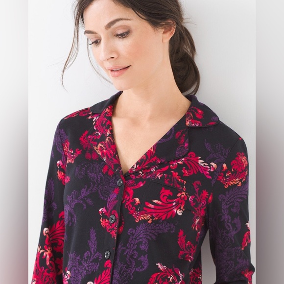 Soma Black Elegant Scroll Cool Nights Soft Surroundings Pajama Set XS/SM - Picture 4 of 7